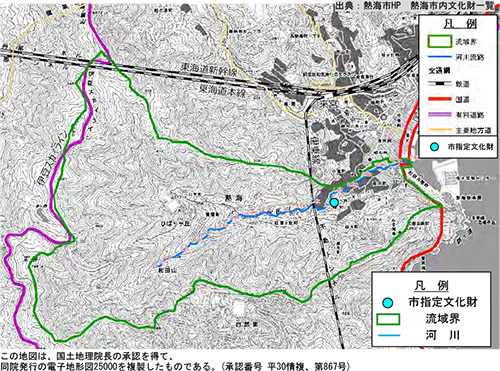 熱海和田川流域の文化財位置図