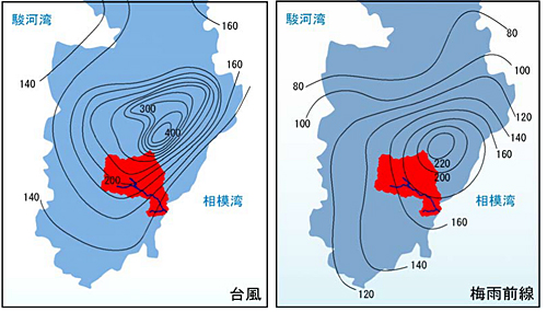 降雨要因別累加雨量コンター図の画像