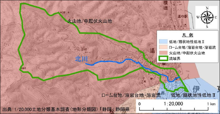 北川流域の地形分類図（小分類）