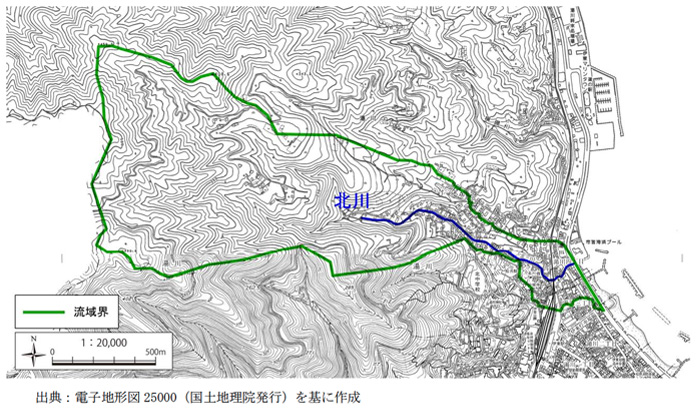 北川流域図