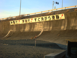 蒲原海岸の高潮堤防の写真