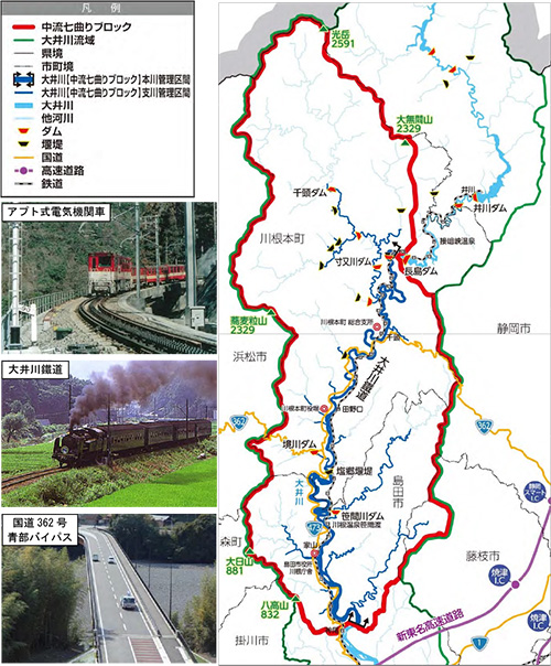 中流七曲りブロックの交通網