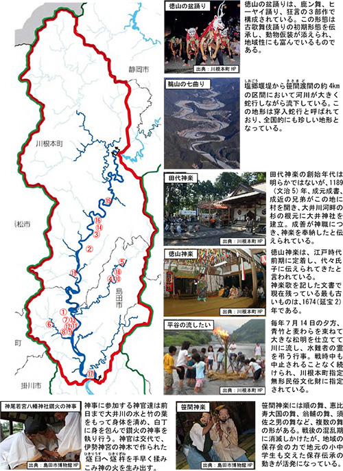 中流七曲りブロックの天然記念物・文化財・伝統的行事