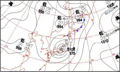 地上天気図（平成15 年８月９日９時）