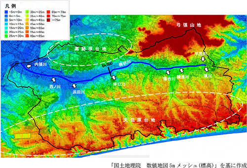 梅田川流域の地形