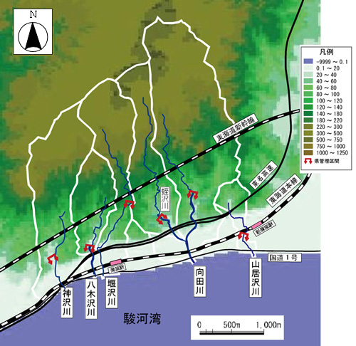 清水区蒲原の地形の画像